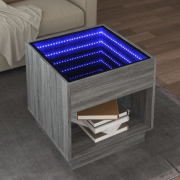 Gossi masuta de cafea cu led infinity, gri sonoma, 50x50x50 cm