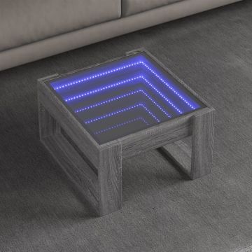 Gossi masuta de cafea cu led infinity, gri sonoma, 50x53x30 cm