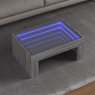 Gossi masuta de cafea cu led infinity, gri sonoma, 70x50x30 cm