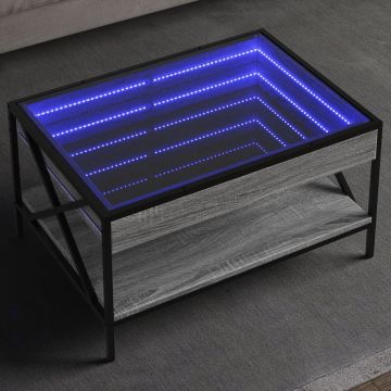 Gossi masuta de cafea cu led infinity, gri sonoma, 70x50x38 cm