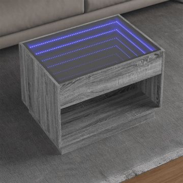 Gossi masuta de cafea cu led infinity, gri sonoma, 70x50x50 cm