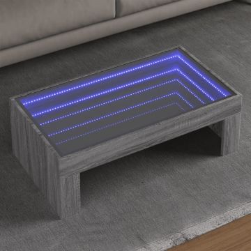 Gossi masuta de cafea cu led infinity, gri sonoma, 90x50x30 cm
