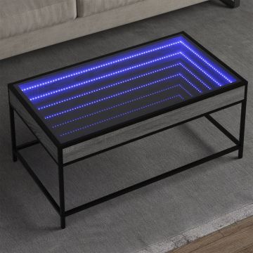 Gossi masuta de cafea cu led infinity, gri sonoma, 90x50x41 cm