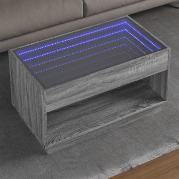 Gossi masuta de cafea cu led infinity, gri sonoma, 90x50x50 cm