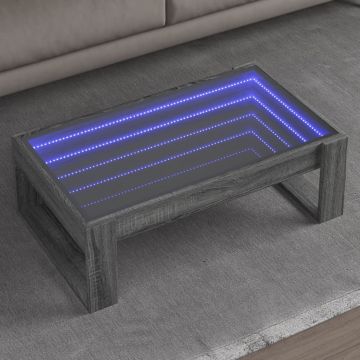 Gossi masuta de cafea cu led infinity, gri sonoma, 90x53x30 cm
