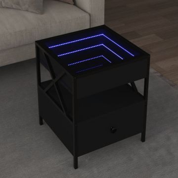 Gossi masuta de cafea cu led infinity, negru, 40x40x51 cm
