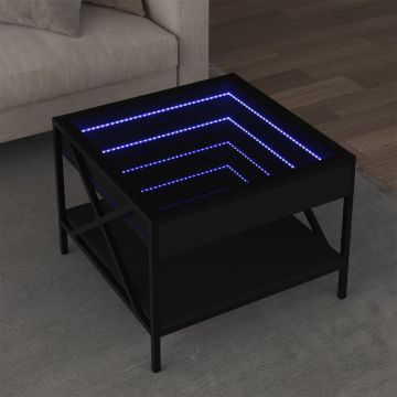 Gossi masuta de cafea cu led infinity, negru, 50x50x38 cm