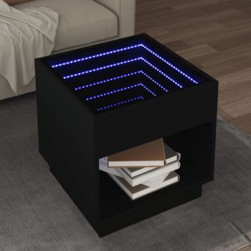 Gossi masuta de cafea cu led infinity, negru, 50x50x50 cm