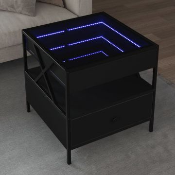 Gossi masuta de cafea cu led infinity, negru, 50x50x51 cm