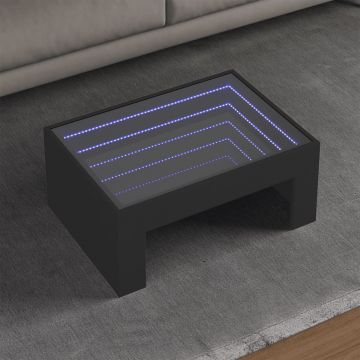 Gossi masuta de cafea cu led infinity, negru, 70x50x30 cm