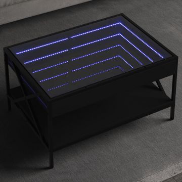 Gossi masuta de cafea cu led infinity, negru, 70x50x38 cm