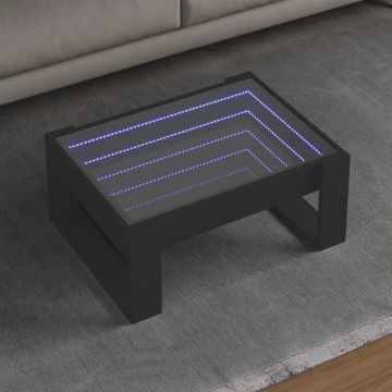 Gossi masuta de cafea cu led infinity, negru, 70x53x30 cm