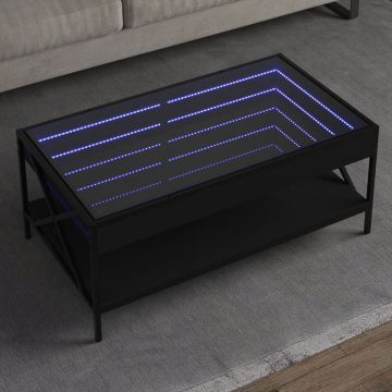 Gossi masuta de cafea cu led infinity, negru, 90x50x38 cm