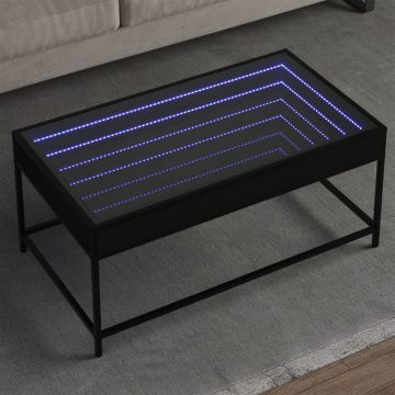 Gossi masuta de cafea cu led infinity, negru, 90x50x41 cm