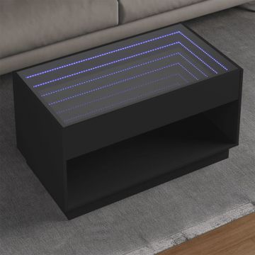 Gossi masuta de cafea cu led infinity, negru, 90x50x50 cm