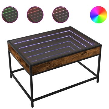 Gossi masuta de cafea cu led infinity, stejar fumuriu, 70x50x41 cm