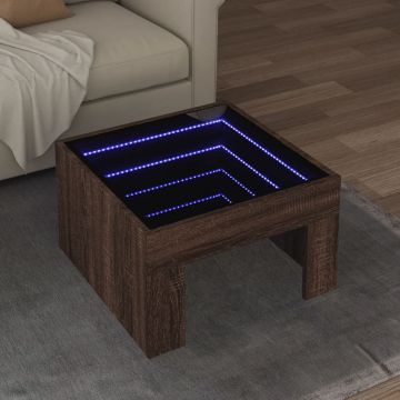 Gossi masuta de cafea cu led infinity, stejar maro, 50x50x30 cm