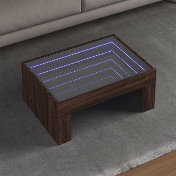 Gossi masuta de cafea cu led infinity, stejar maro, 70x50x30 cm