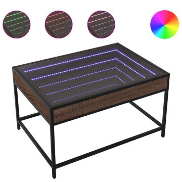 Gossi masuta de cafea cu led infinity, stejar maro, 70x50x41 cm