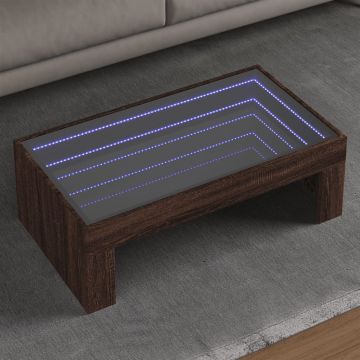 Gossi masuta de cafea cu led infinity, stejar maro, 90x50x30 cm