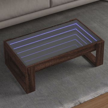 Gossi masuta de cafea cu led infinity, stejar maro, 90x53x30 cm