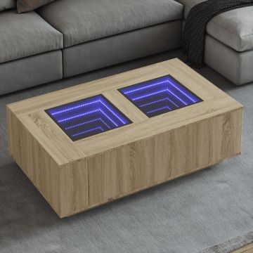 Gossi masuta de cafea cu led infinity, stejar sonoma, 116x69x40 cm