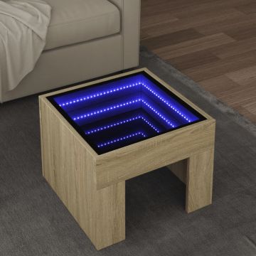 Gossi masuta de cafea cu led infinity, stejar sonoma, 40x40x30 cm