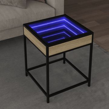 Gossi masuta de cafea cu led infinity, stejar sonoma, 40x40x51 cm