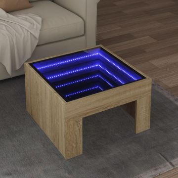 Gossi masuta de cafea cu led infinity, stejar sonoma, 50x50x30 cm