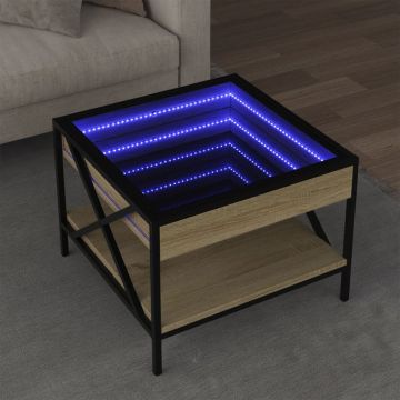 Gossi masuta de cafea cu led infinity, stejar sonoma, 50x50x38 cm