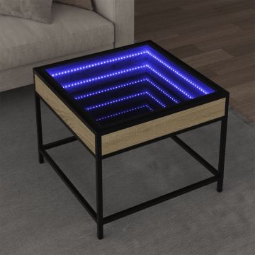 Gossi masuta de cafea cu led infinity, stejar sonoma, 50x50x41 cm