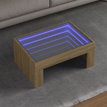 Gossi masuta de cafea cu led infinity, stejar sonoma, 70x50x30 cm