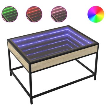 Gossi masuta de cafea cu led infinity, stejar sonoma, 70x50x41 cm
