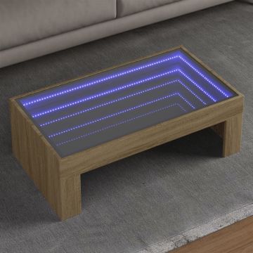 Gossi masuta de cafea cu led infinity, stejar sonoma, 90x50x30 cm