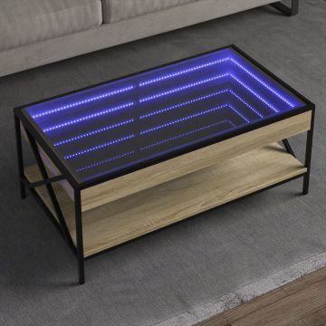 Gossi masuta de cafea cu led infinity, stejar sonoma, 90x50x38 cm