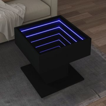 Gossi masuta de cafea cu led, negru, 50x50x45 cm, lemn prelucrat