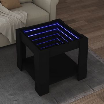Gossi masuta de cafea cu led, negru, 53x53x45 cm, lemn prelucrat
