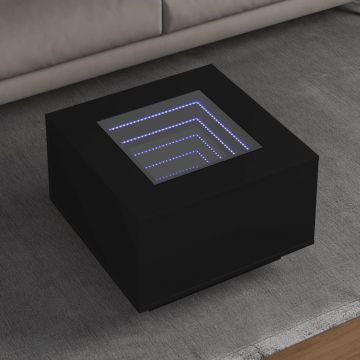 Gossi masuta de cafea cu led, negru, 60x60x40 cm, lemn prelucrat