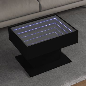 Gossi masuta de cafea cu led, negru, 70x50x45 cm, lemn prelucrat