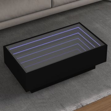 Gossi masuta de cafea cu led, negru, 90x50x30 cm, lemn prelucrat