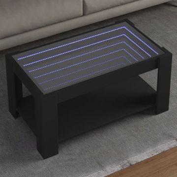 Gossi masuta de cafea cu led, negru, 93x53x45 cm, lemn prelucrat