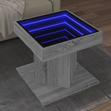Gossi masuta de cafea cu led sonoma gri 50x50x45cm lemn prelucrat