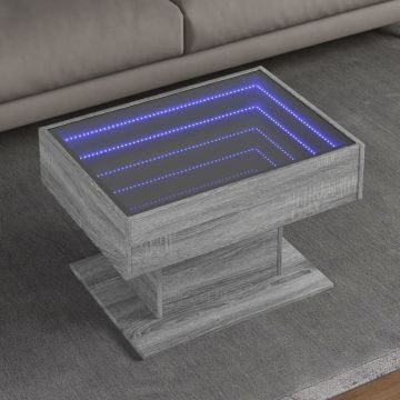 Gossi masuta de cafea cu led sonoma gri 70x50x45cm lemn prelucrat