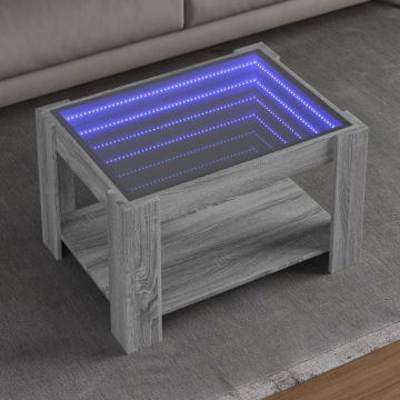 Gossi masuta de cafea cu led sonoma gri 73x53x45 cm lemn prelucrat