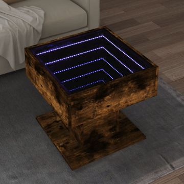 Gossi masuta de cafea cu led stejar fumuriu 50x50x45cm lemn prelucrat