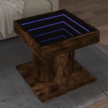 Gossi masuta de cafea cu led stejar fumuriu 50x50x45cm lemn prelucrat