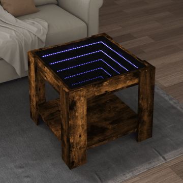 Gossi masuta de cafea cu led stejar fumuriu 53x53x45cm lemn prelucrat