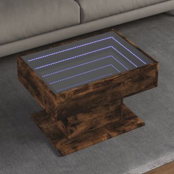 Gossi masuta de cafea cu led stejar fumuriu 70x50x45cm lemn prelucrat