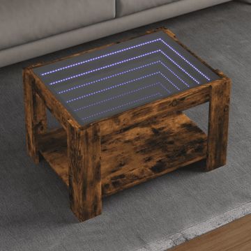 Gossi masuta de cafea cu led stejar fumuriu 73x53x45cm lemn prelucrat