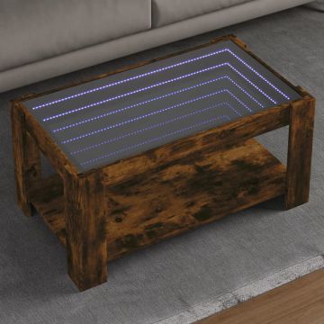 Gossi masuta de cafea cu led stejar fumuriu 93x53x45cm lemn prelucrat